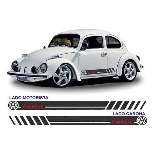 Kit Vw Fusca 1300 1500 Faixas Lateral Adesivos Par de 1965 Ate 1996