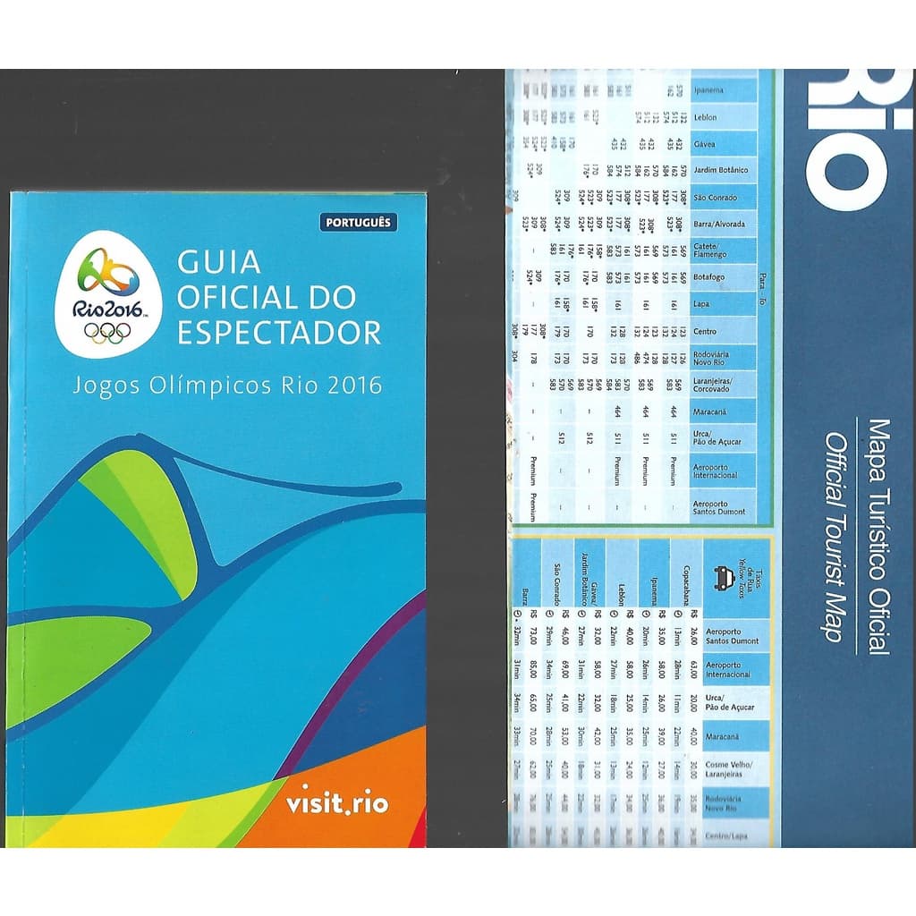 Livro Guia Oficial Do Espectador Jogos Olímpicos Rio 2016 Com 386 Páginas Totalmente Ilustrado + Mapa Oficial Da Cidade