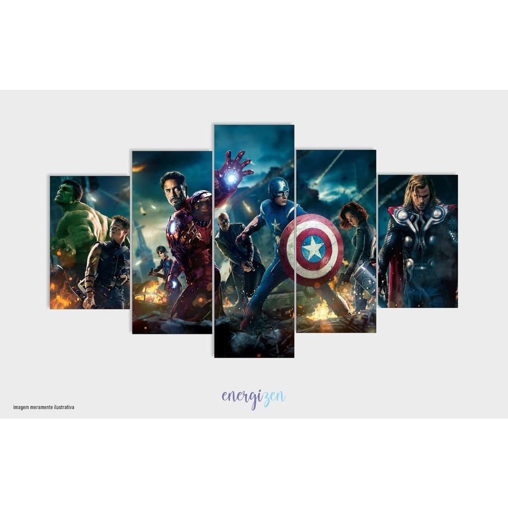 Quadros de decoração capitão américa/hulk/desenho/ os vingadores - Mosaico 5 peças - 3mm