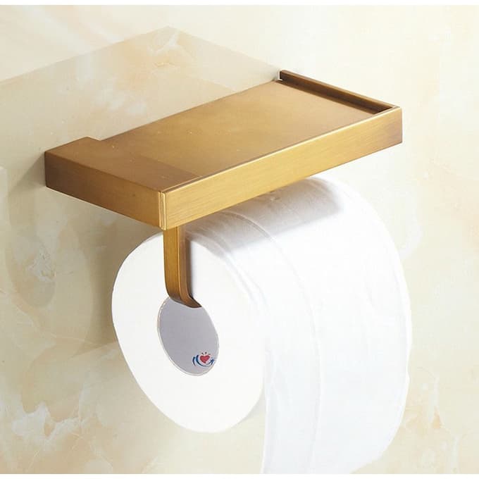 Suporte De Rolo De Papel Higiênico De Latão Vintage , Rack De Armazenamento , Montagem Na Parede , Acessórios Para Celul