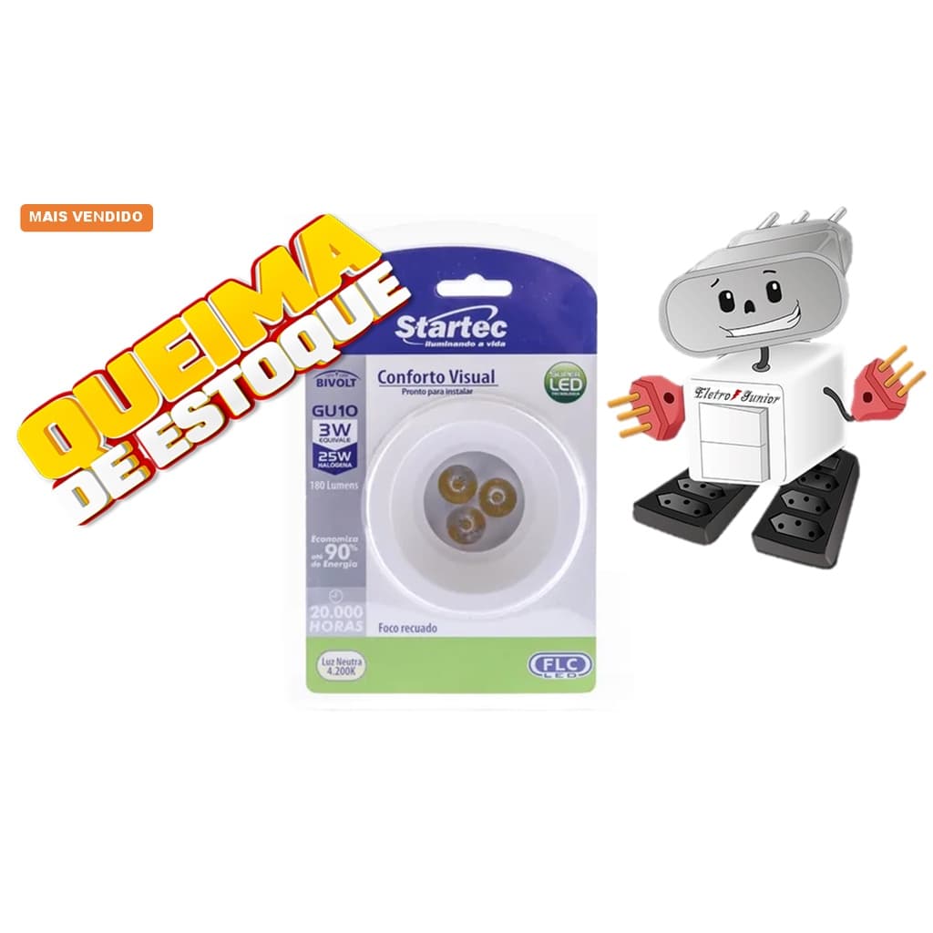 Spot Tech Led Branco Redonda 3W