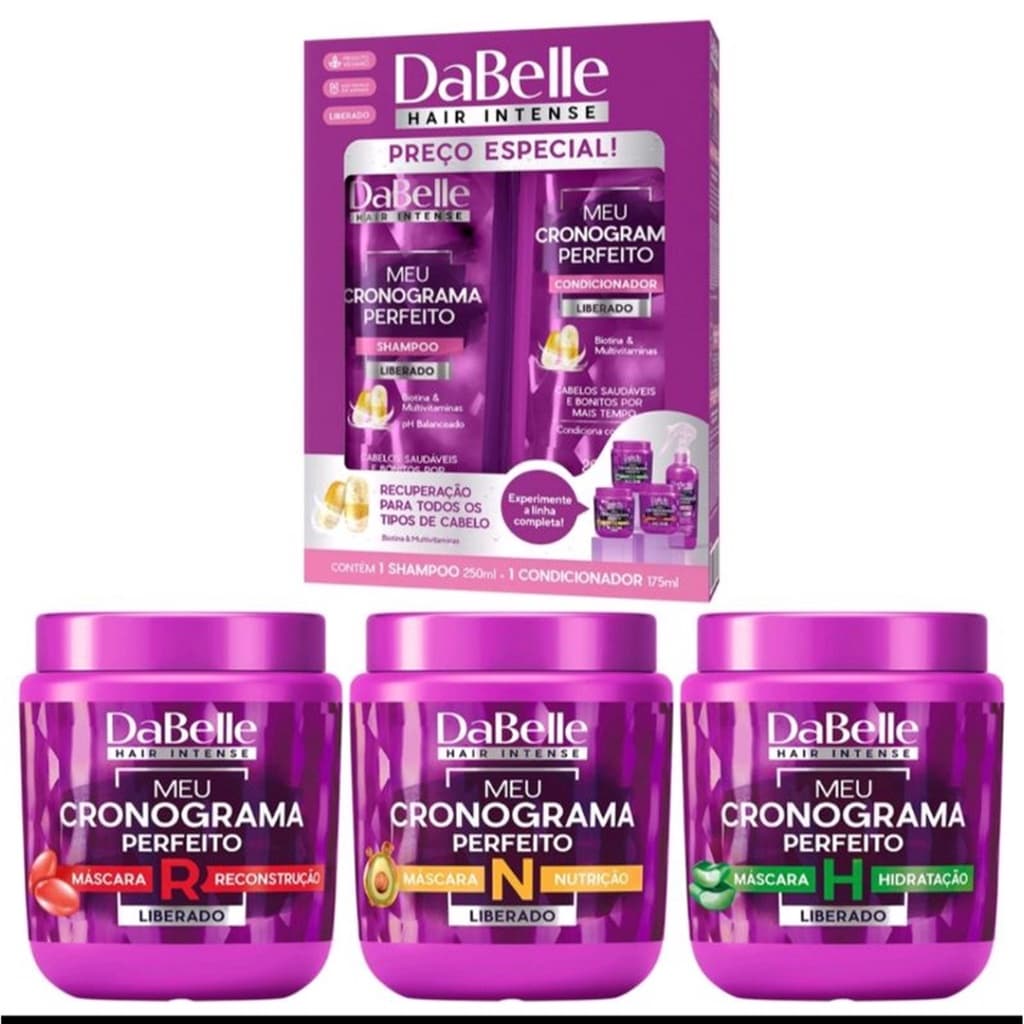 Kit Dabelle Meu Cronograma Perfeito 03 Mascaras + ( Sh + Cond)  05 itens