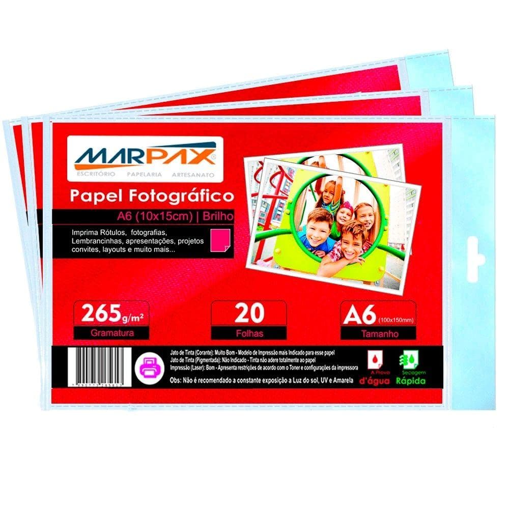 Papel Fotográfico 10x15 Brilhante Glossy 260g Marpax 1000Fls