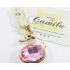 Colar com pingente no formato de  Patinho Cristal Rosa