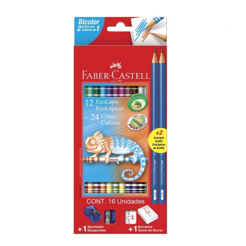 Lápis de Cor Ecolápis Bicolor 12 Lápis/24 Cores-Faber Castell