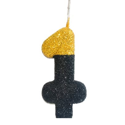 Velas Mix De Aniversário - Números + Glitter  - Cores Temáticas - Dourado e Preto