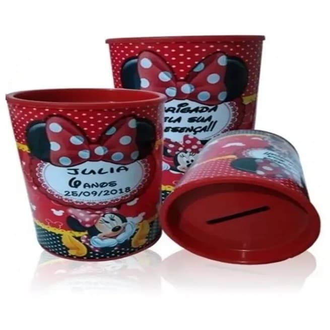50 Cofrinhos Personalizados Minie Vermelha