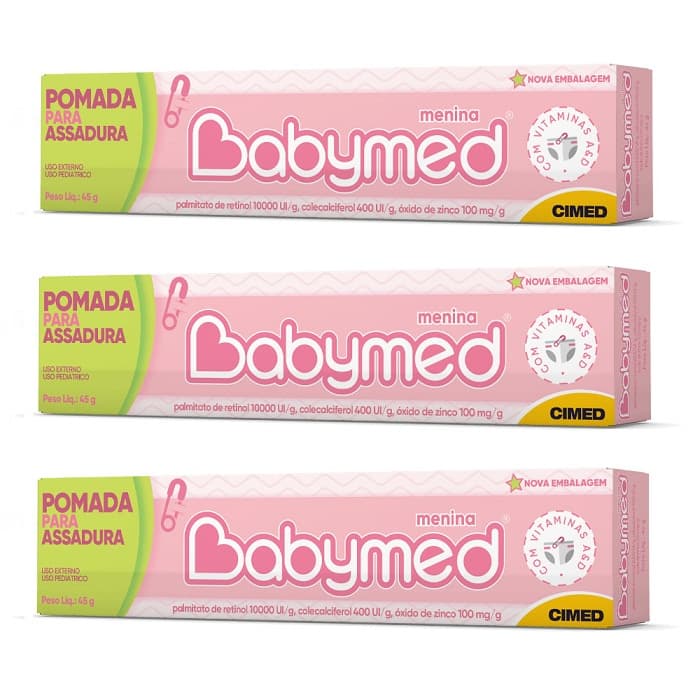 Kit 3 unidades Babymed Rosa Pomada para assaduras 45g