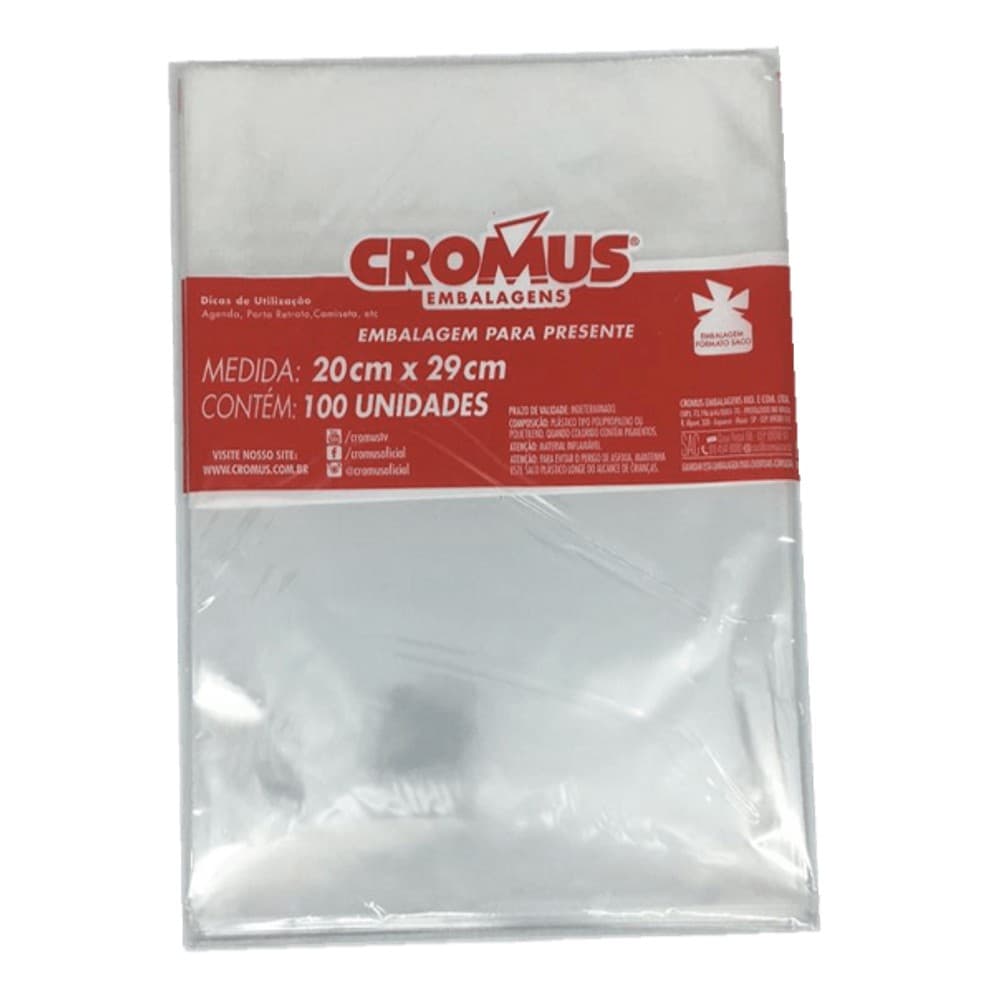 Saco Incolor Cromus 20x29 Pacote Com 100 Unidades