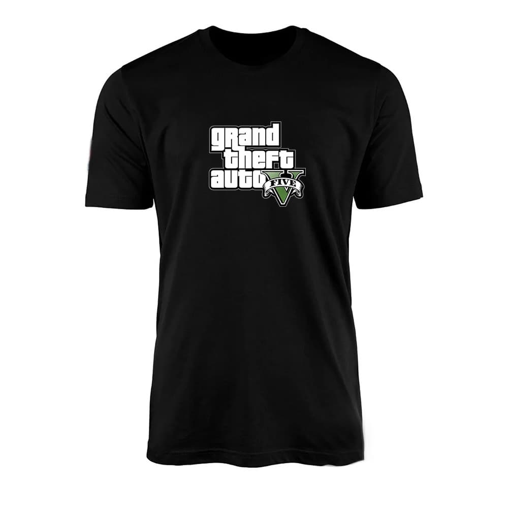 Camiseta adulto camisa masculino clássica manga curta estampado algodão básica GTA FIVE 5 PS