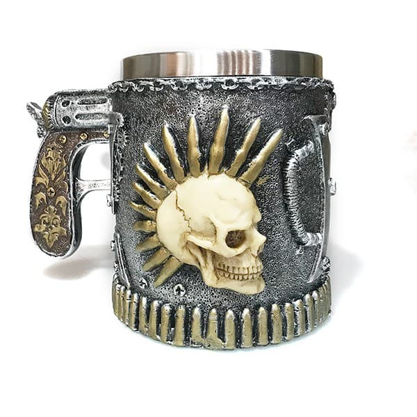 Caneca Caveira Punk em Resina | Inox p/ Chopp - 400ML