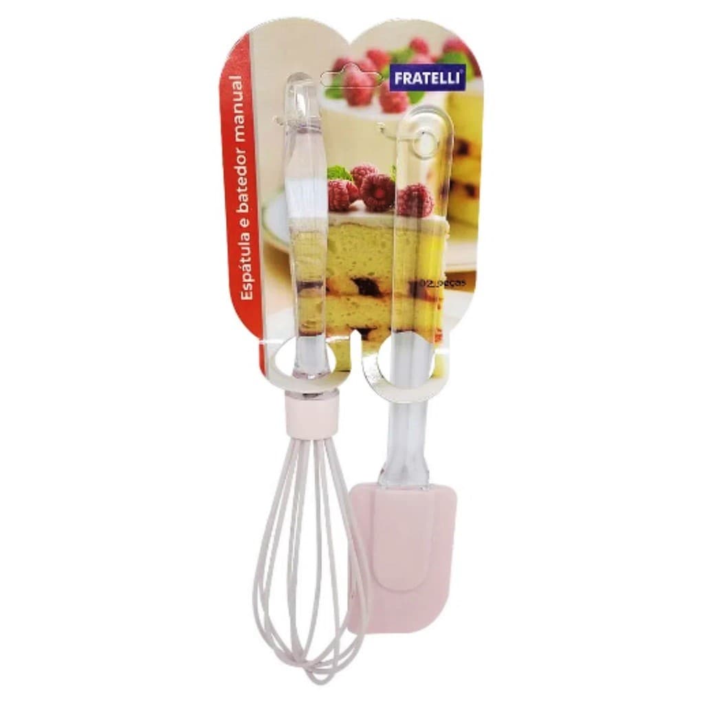 Batedor De OVos Fuê Fue + Espátula De Pão Silicone C/ Cabo Acrílico