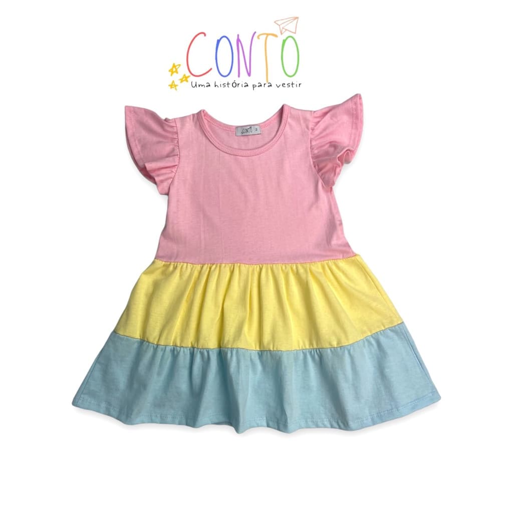 vestido infantil 3 marias unicornio colorido roupa menina