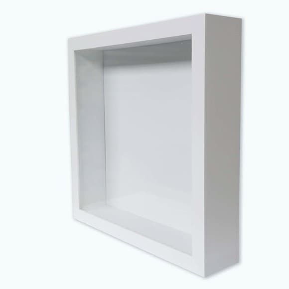 Quadro Moldura Decorativa Caixa Alta 30x30cm Branco Com Vidro 5,3 Cm De Profundidade