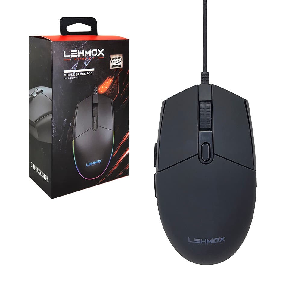 Mouse Gamer Led RGB 2400dpi Hyper Gt 6 Botões Lehmox GT-M9