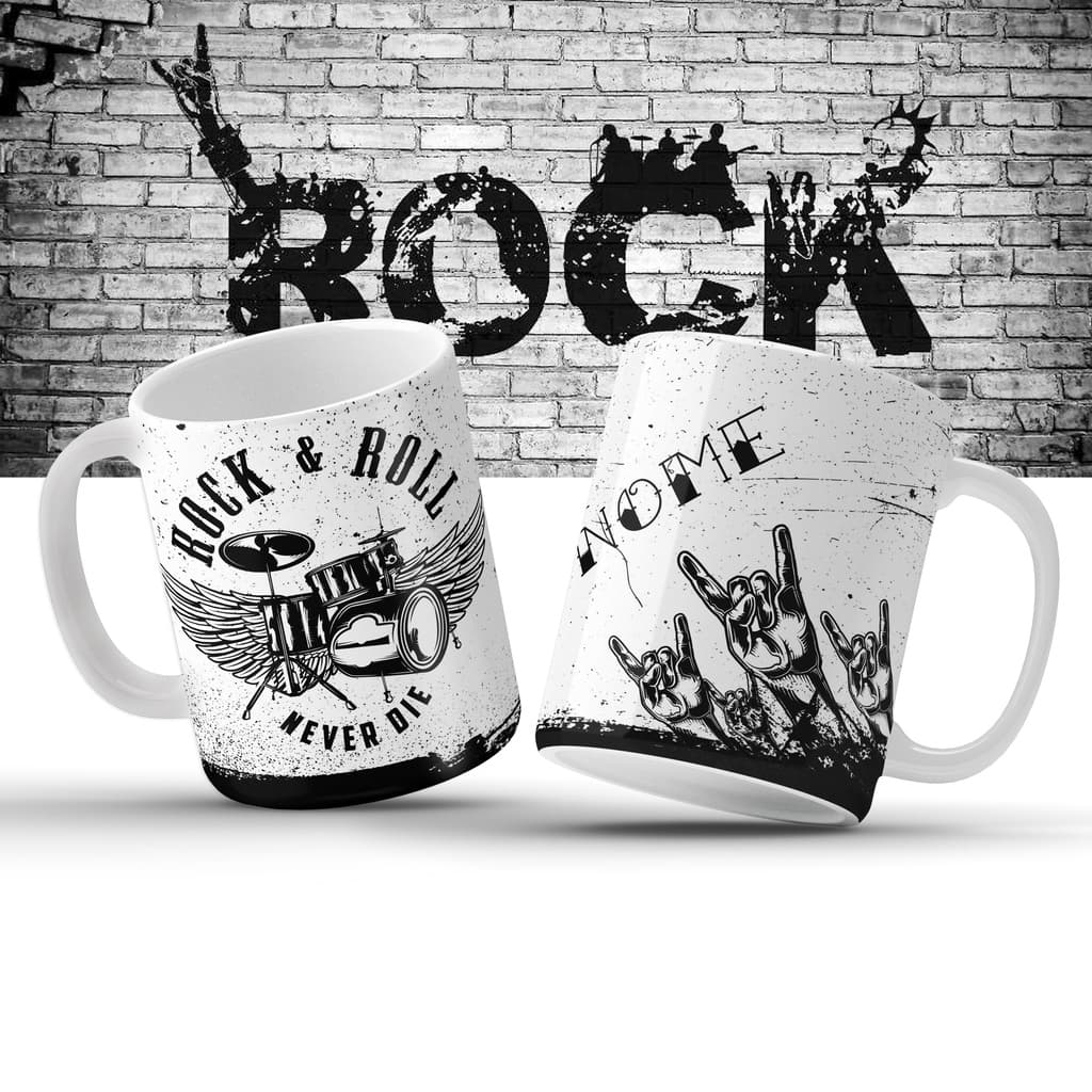 Caneca Personalizada Rock & Roll - Baterista - Caneca Bateria