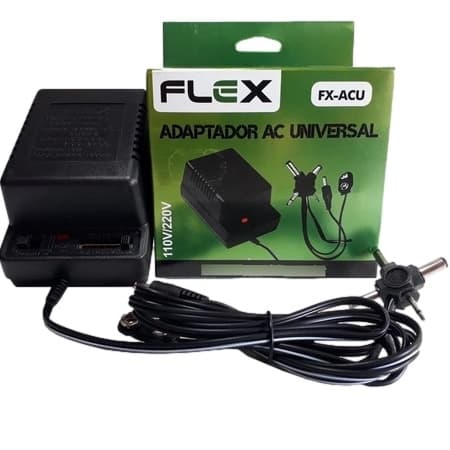 Fonte de Alimentação Regulada Conversora AC/DC Universal de 1.5V à 12V 1000mAh Bivolt FX-ACU- Flex