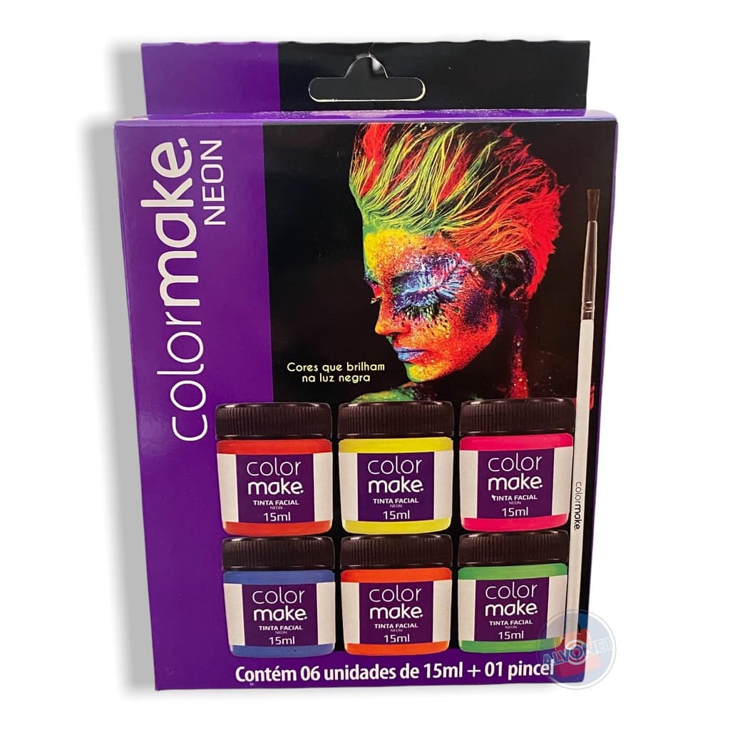 Tinta Liquida Fluorescente 6 Cores 15ml Colormake Neon Rosto Maquiagem