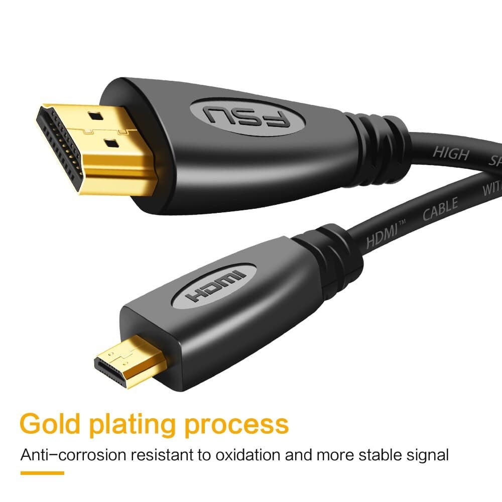 Cabo de hdmi mirco hdmi x hdmi , compatível com mini hdmi, alta velocidade, plugue banhado a ouro 1.4, 1080p, 3d macho