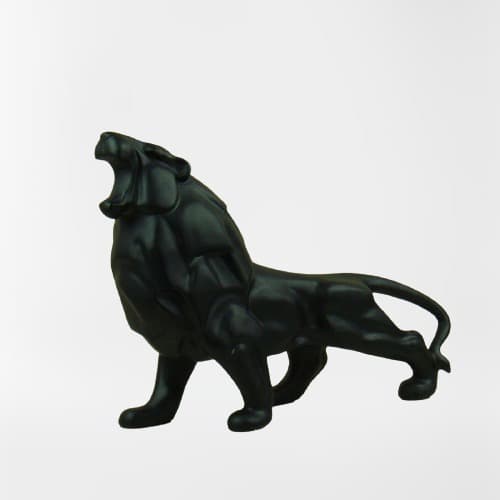 Estatua Decoracao Artesanal Leao Africano Resina Geometrico
