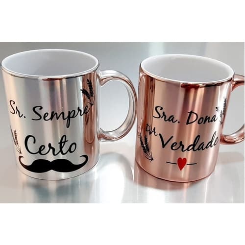 Caneca Personalizada Namorada Foto Porcelana Rose Gold Cromada Presente Namorado