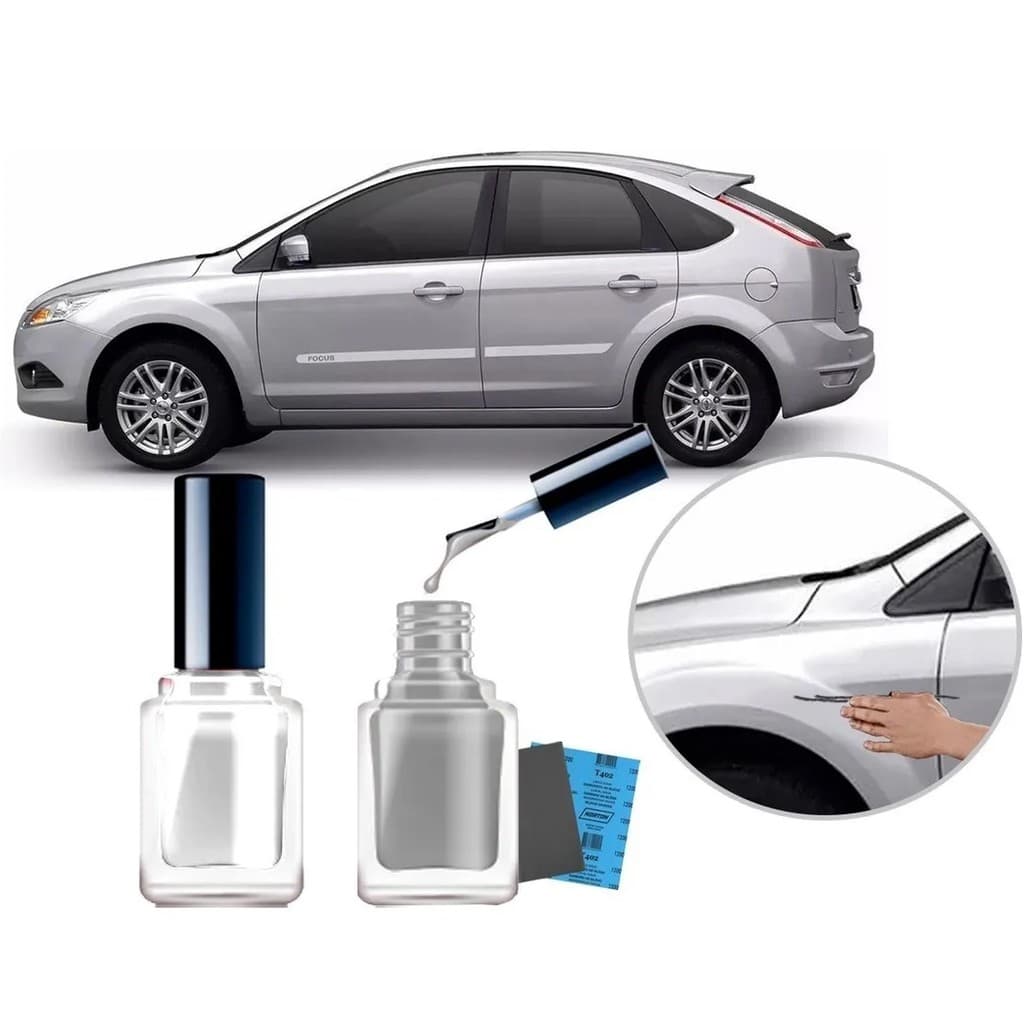 Tinta Tira Risco Automotivo Cor Carro Focus 2008 2009 2010 2011 2012 2013 2014 Prata Geada