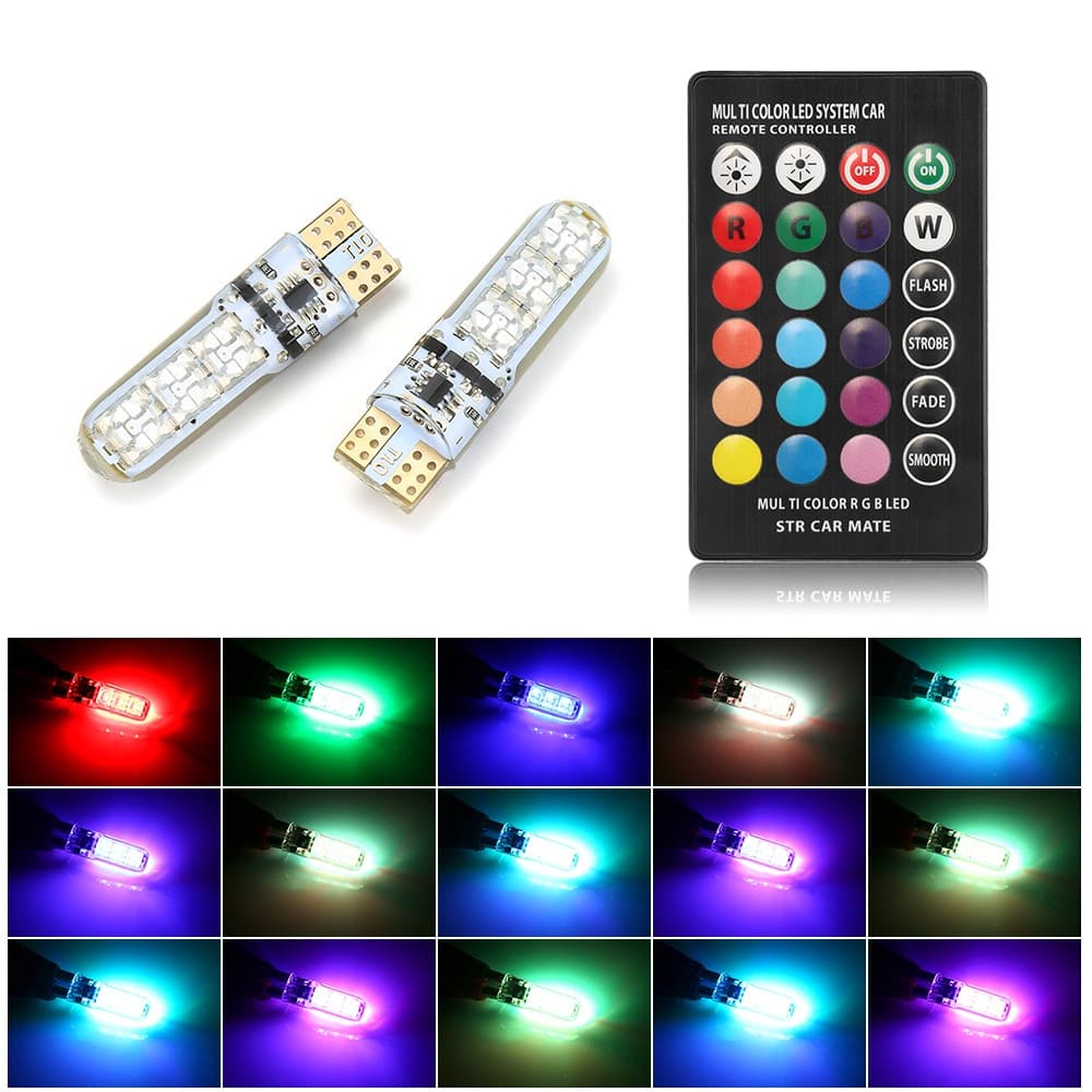 T10 LED 5050 SMD RGB Luz De Leitura Cúpula Carro Automóveis Lâmpada Com Controle Remoto