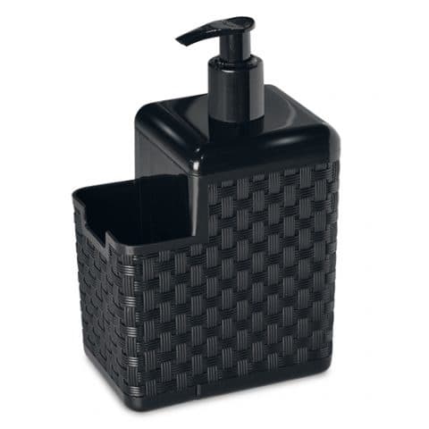 Porta detergente Dispenser De Pia Com Suporte Para Bucha/Esponja Bico Dosador Rattan Cozinha Banheiro