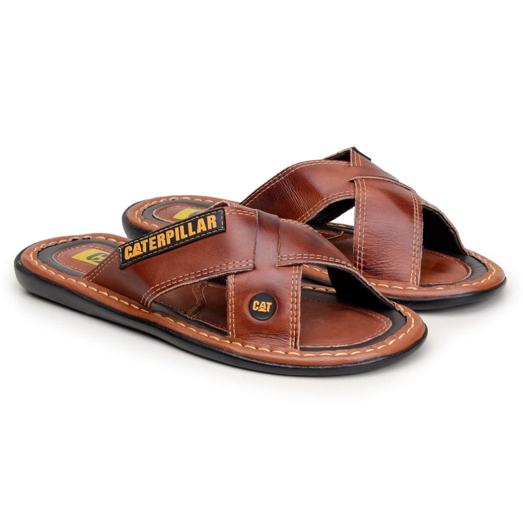 Chinelo Sandalia Trançada papete em Couro Legitimo Masculino