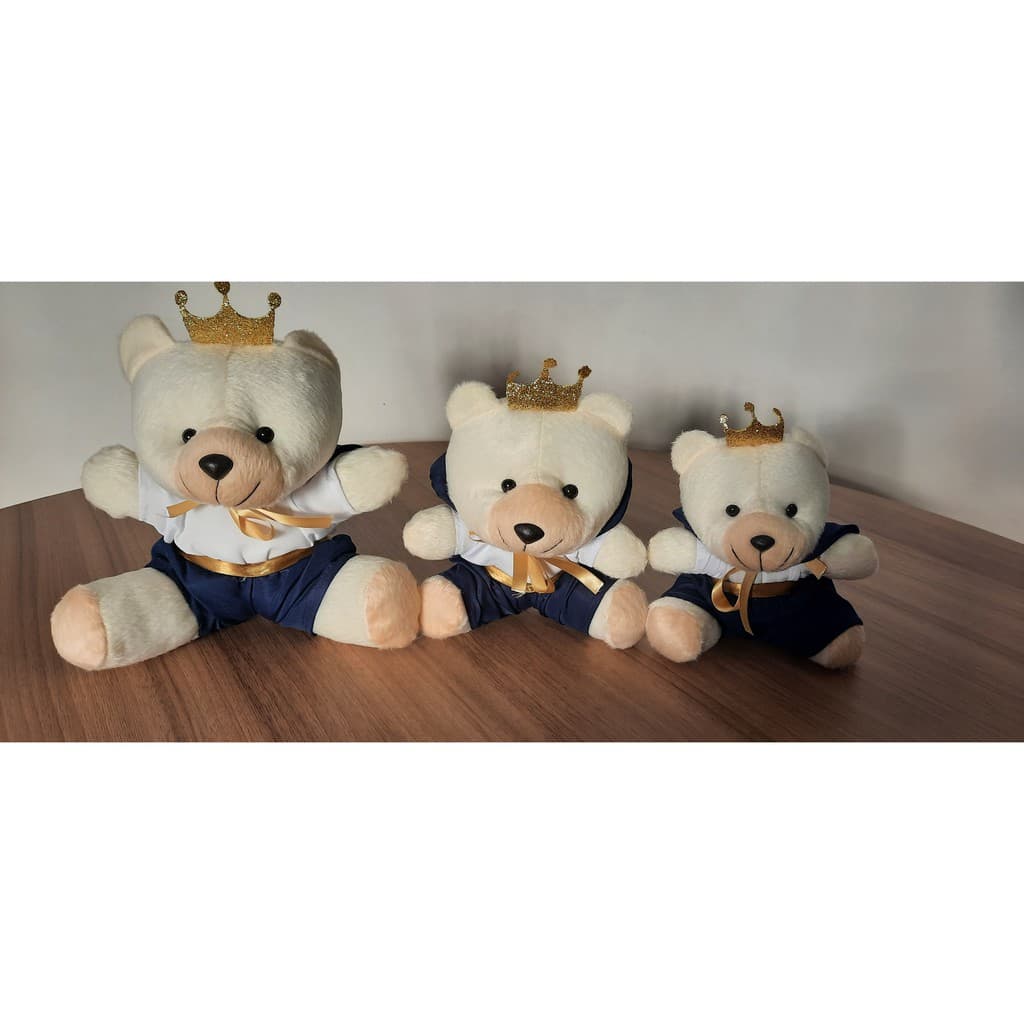 3 Ursos Trio Para Nicho Pelúcia P/m/g Príncipe/princesa Bebe