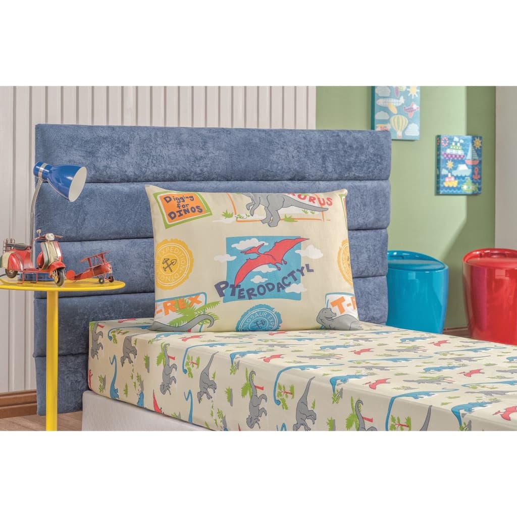 Jogo lençol infantil bouti kids 2 peças estampado dinossauro