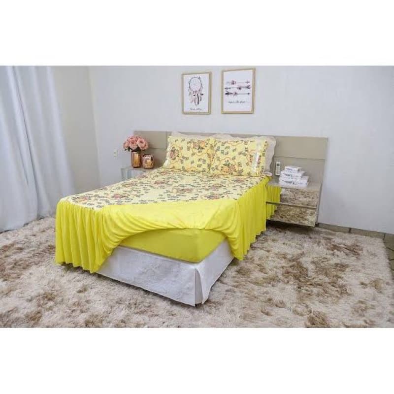colcha lençol queen com elastico 100% algodão