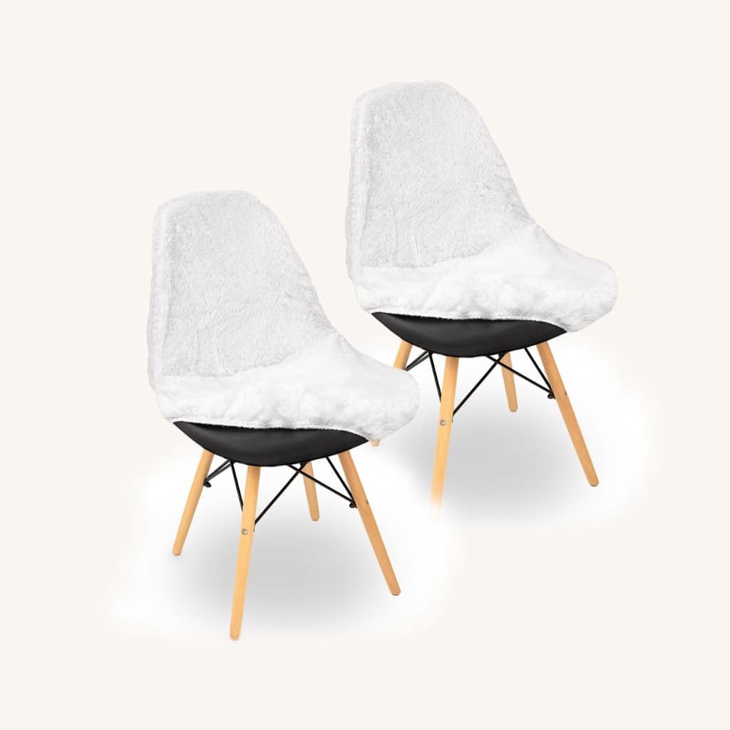 Kit Capa para Cadeira Eames Eiffel Pelo Curto 2 Peças Brancas