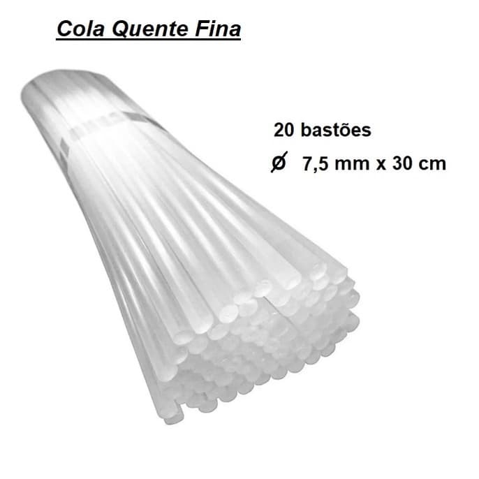 Cola Quente Fina * 20 bastões 7,5 mm x 30 cm