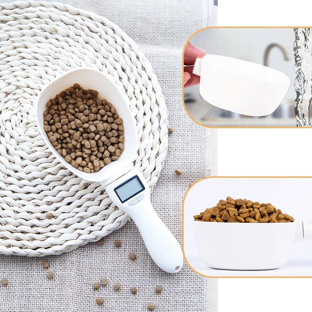 Colher digital para medir a alimentação e regular a dosagem do alimento