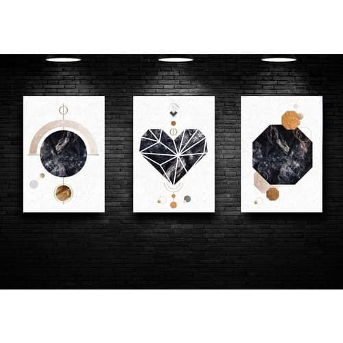 Trio De Placas Decorativas Quadros Modernos Geométrico 07b