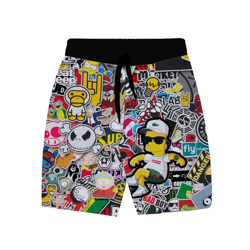 Bermuda Masculina de Moletom Estampada por Sublimação Bart Sticker A42