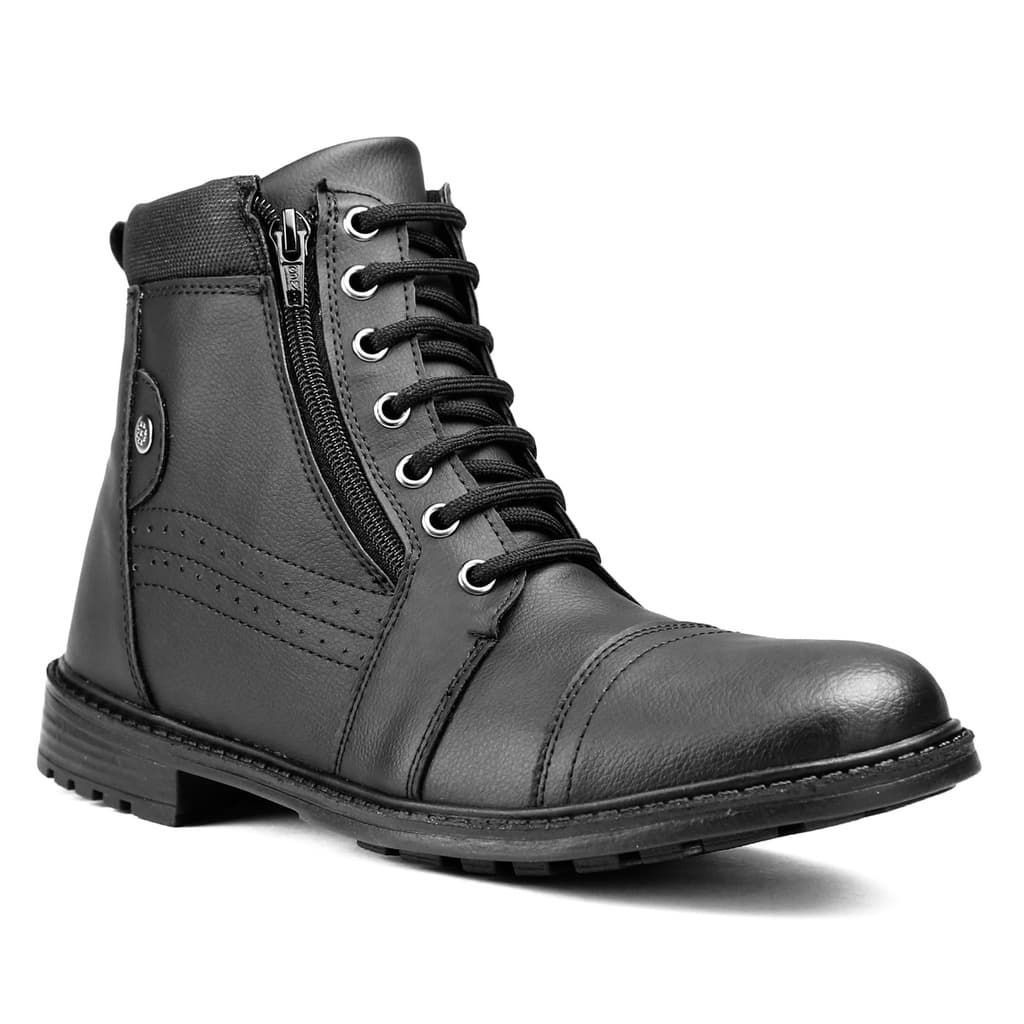 Bota Coturno Masculino Casual Sintético Cano Médio SF Calçados Ziper