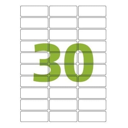 ETIQUETA AUTO ADESIVA 8018 PAPEL FORMATO CARTA LASER+INK JET EMBALAGEM COM 30 ETIQUETA POR FOLHAS PACOTE COM 100 FOLHAS ENVIO EM 24 HORAS
