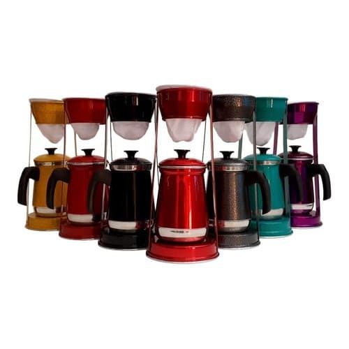 Bule Com Mancebo Coador De Cafe Colorido Retro Em Alumínio