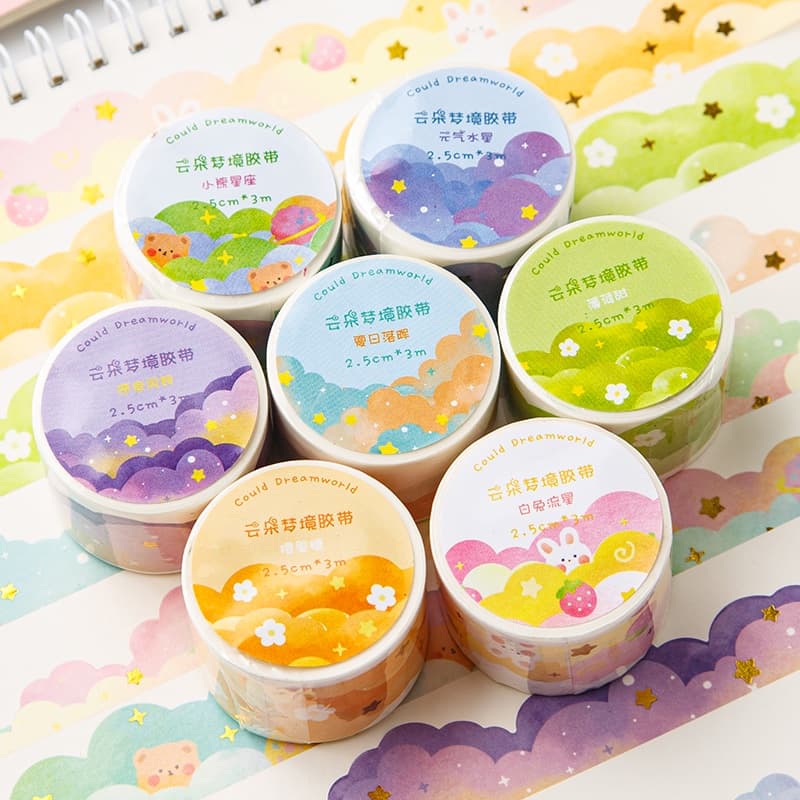 Fita Adesivas 3M Série Bronzing Cloud Wave Adesivos Diário Estudantil Deco DIY Washi