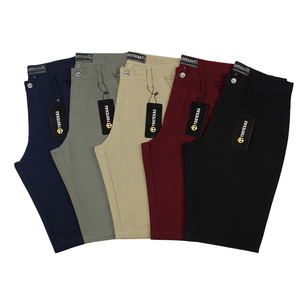 Kit 4 Bermudas Masculinas Sarja Brim Coloridas Baratas Alta Qualidade