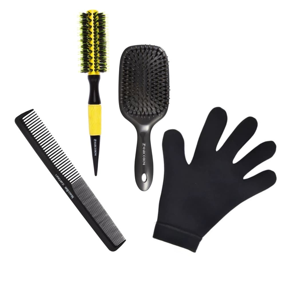 Kit profissional Escovas Térmica 47mm  Escova Raquete Pente Carbono Luva Térmica