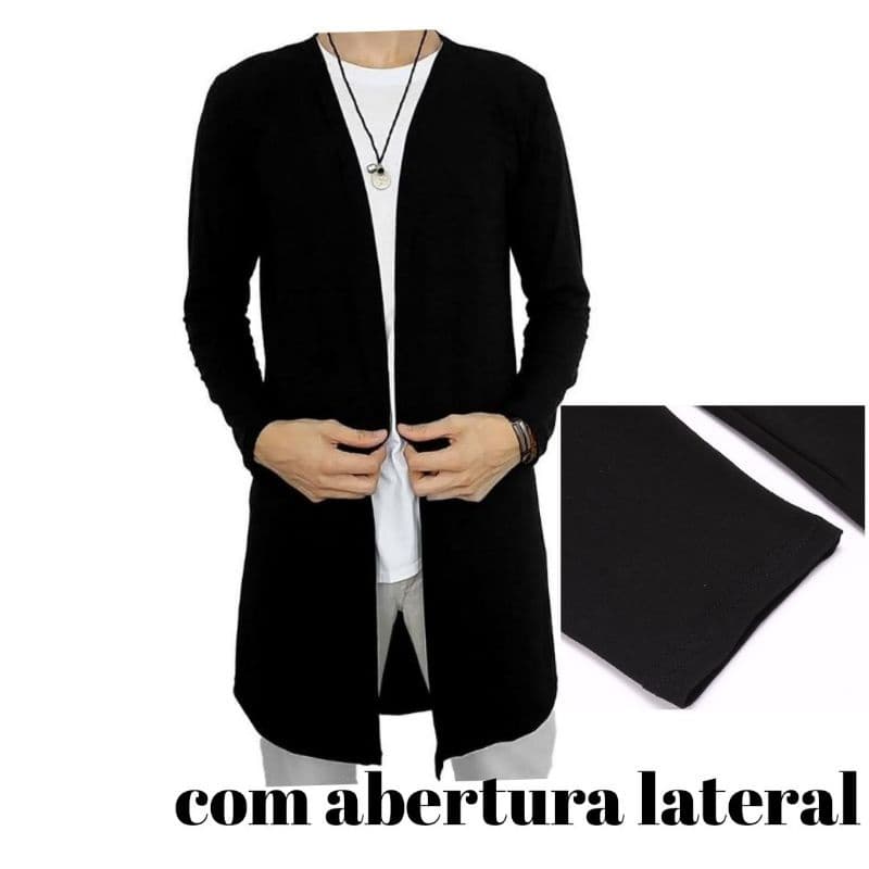 Cardigan Longo corta vento com abertura lateral suéter sobretudo Masculino Maxi Kimono/presente fim de ano 2025