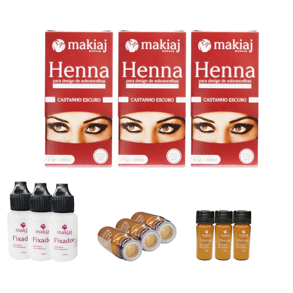 Kit 3 Hennas Makiaj Alta Fixação para Sobrancelhas