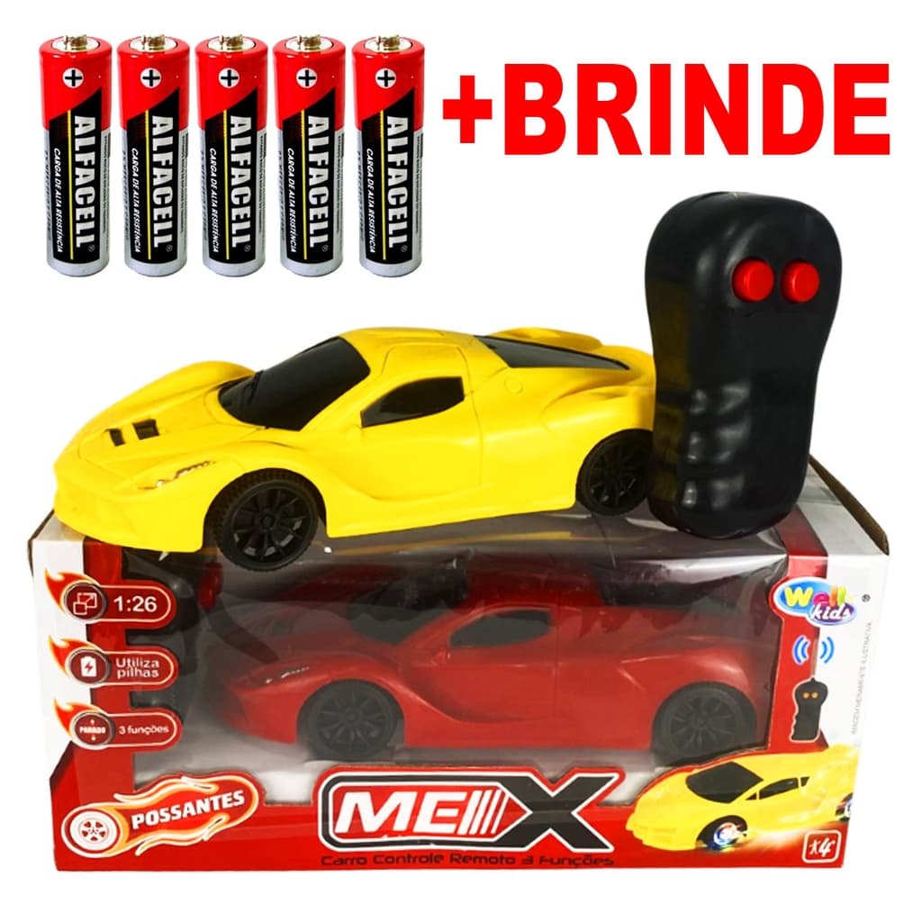 Carrinho de Controle Remoto 3 Funções + Pilhas Lamborghini Ferrari Brinquedo Para Criança Lembrancinha Dia das Crianças