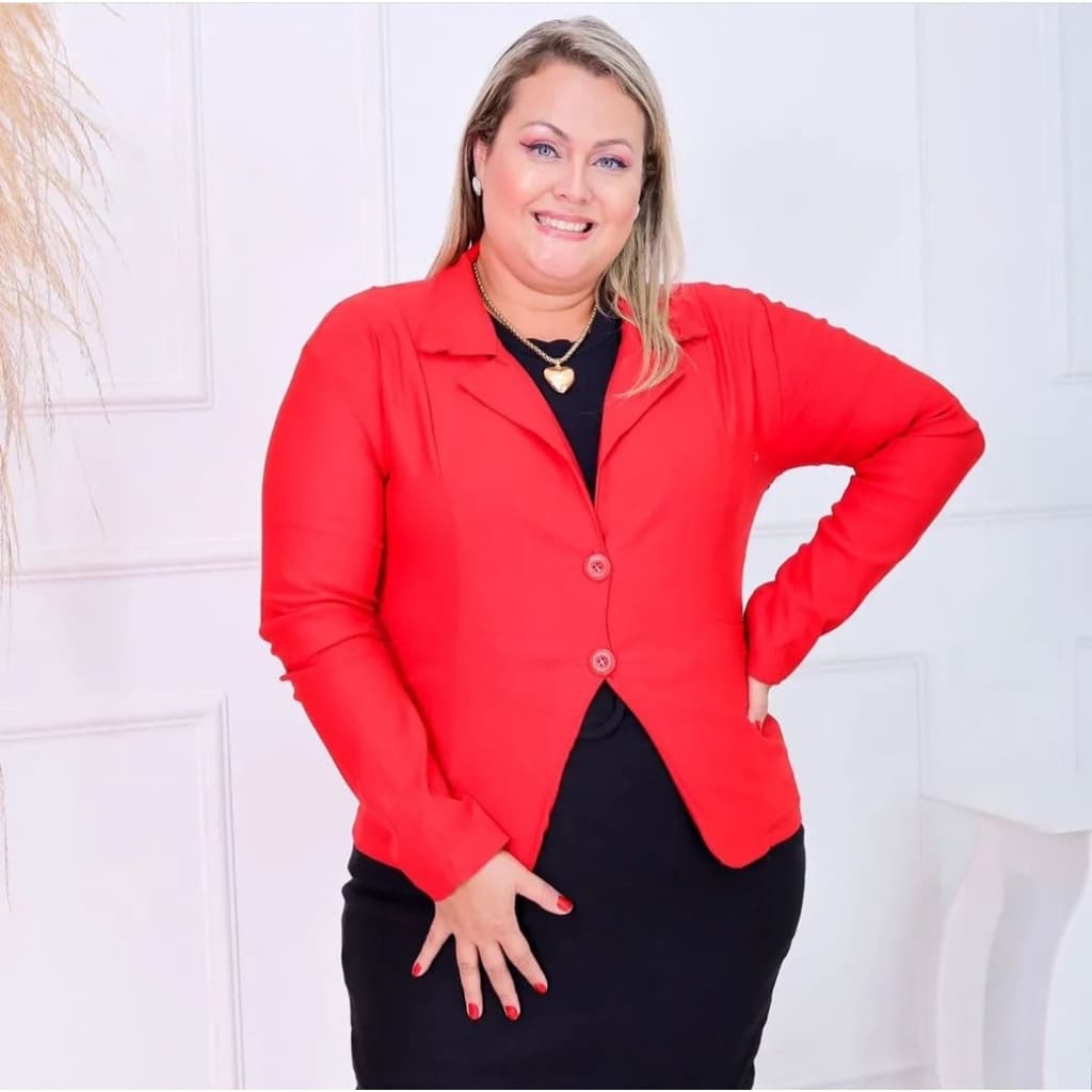 Blazer Plus Size Feminino BENGALINE  46 a 50 Com Babado