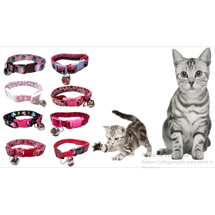 Pet Coleira De Cachorro E Gato Ajustável Coleiras para Gatos Cachorros com 1 unidade com guizo Coleira Gargantilha Elástica Estampada Ajustável Com Guizo Para Gatos