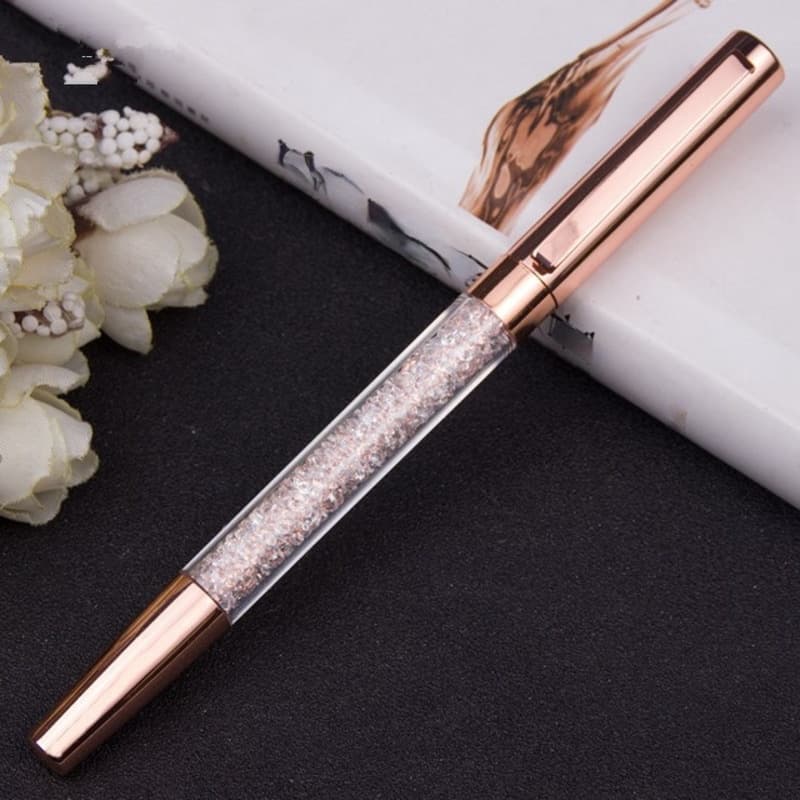 1 Pedaço De Metal Gel Caneta Escola De Abastecimento Rose Gold Clip Diamante Cristal Luxo Estoque Pronto Papelaria