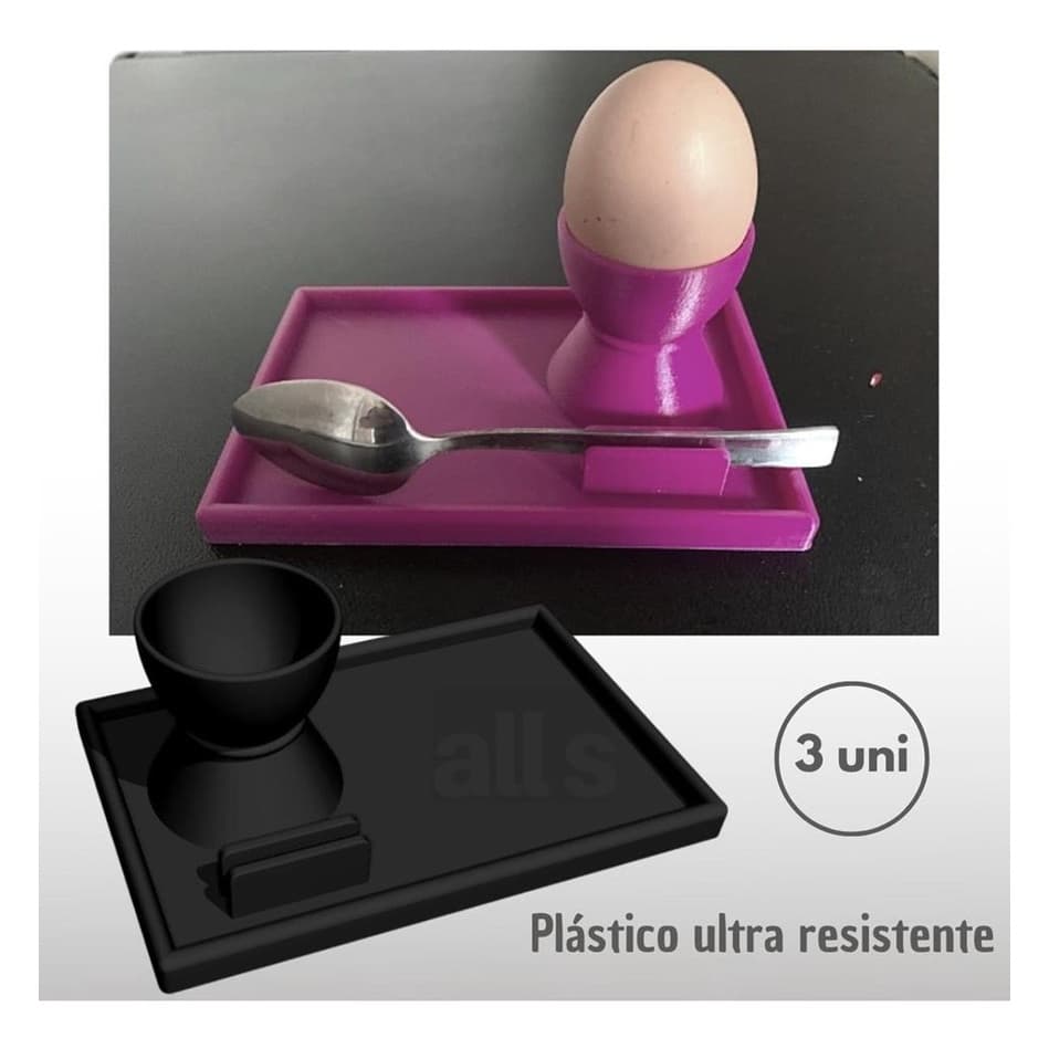 Conjunto 3 Suportes Goumert Para Ovo Quente Colher Pratico